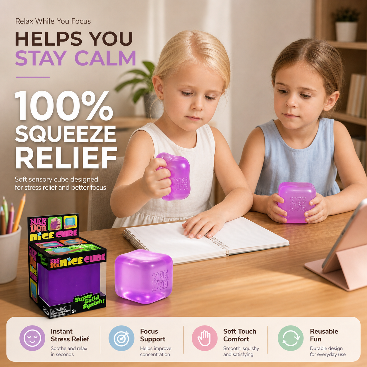Sensory Stress Relief Cube | Anti-Anxiety Fidget | Nexovibe