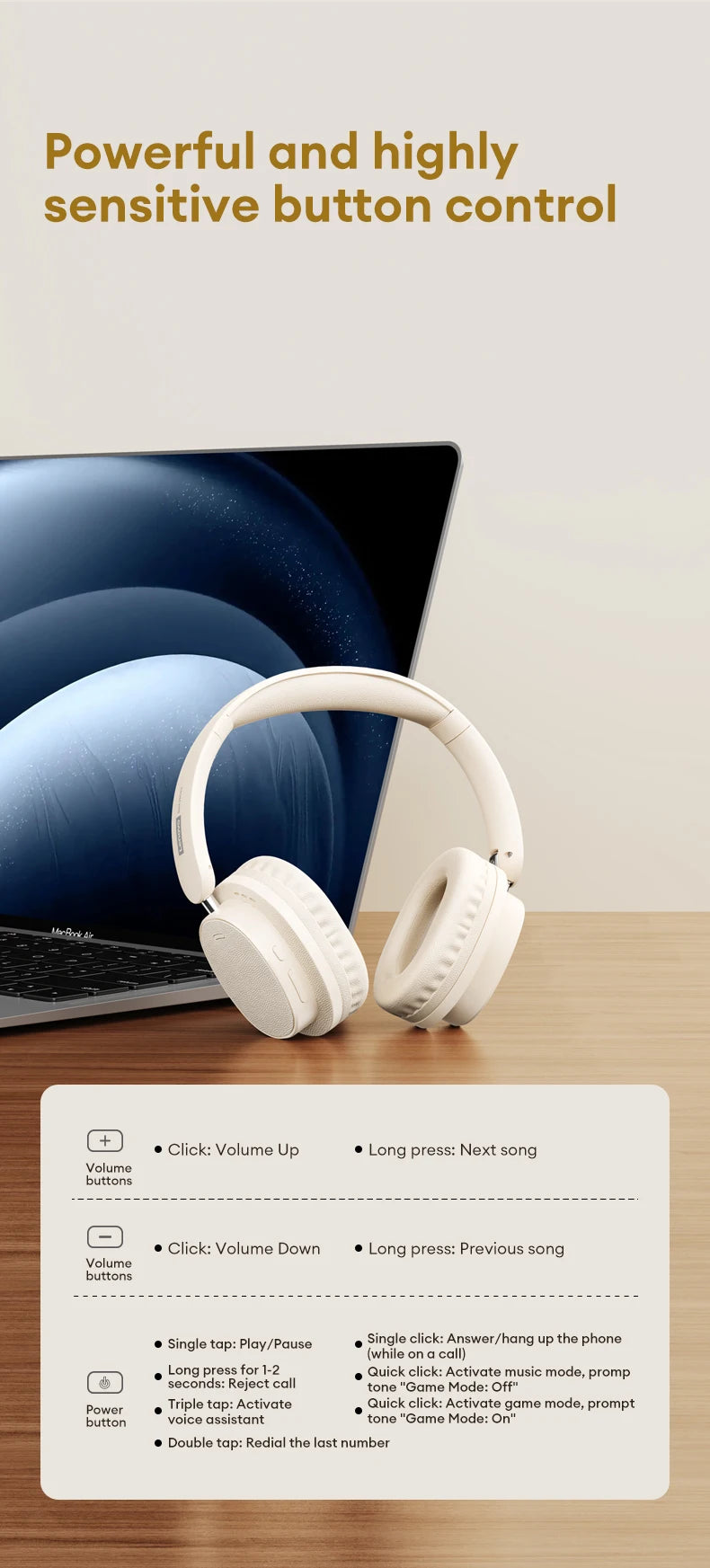 Premium-Look Wireless Headphones | 30H Battery | Nexovibe