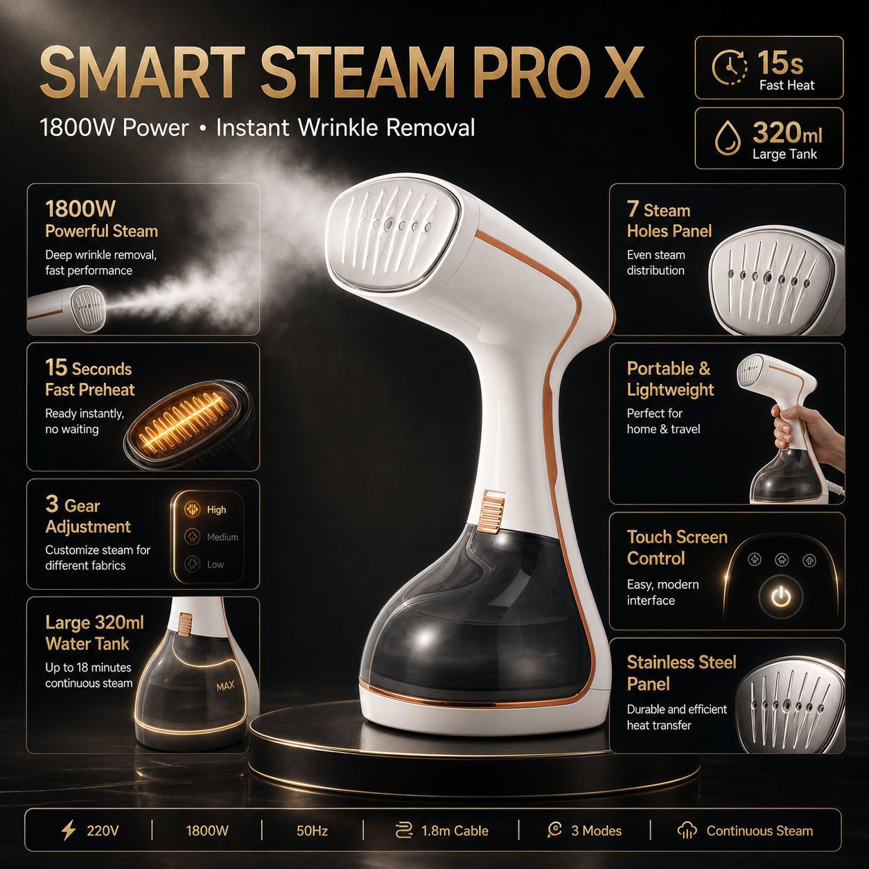 Portable Steam Iron | 1800W Fast-Heat | Nexovibe