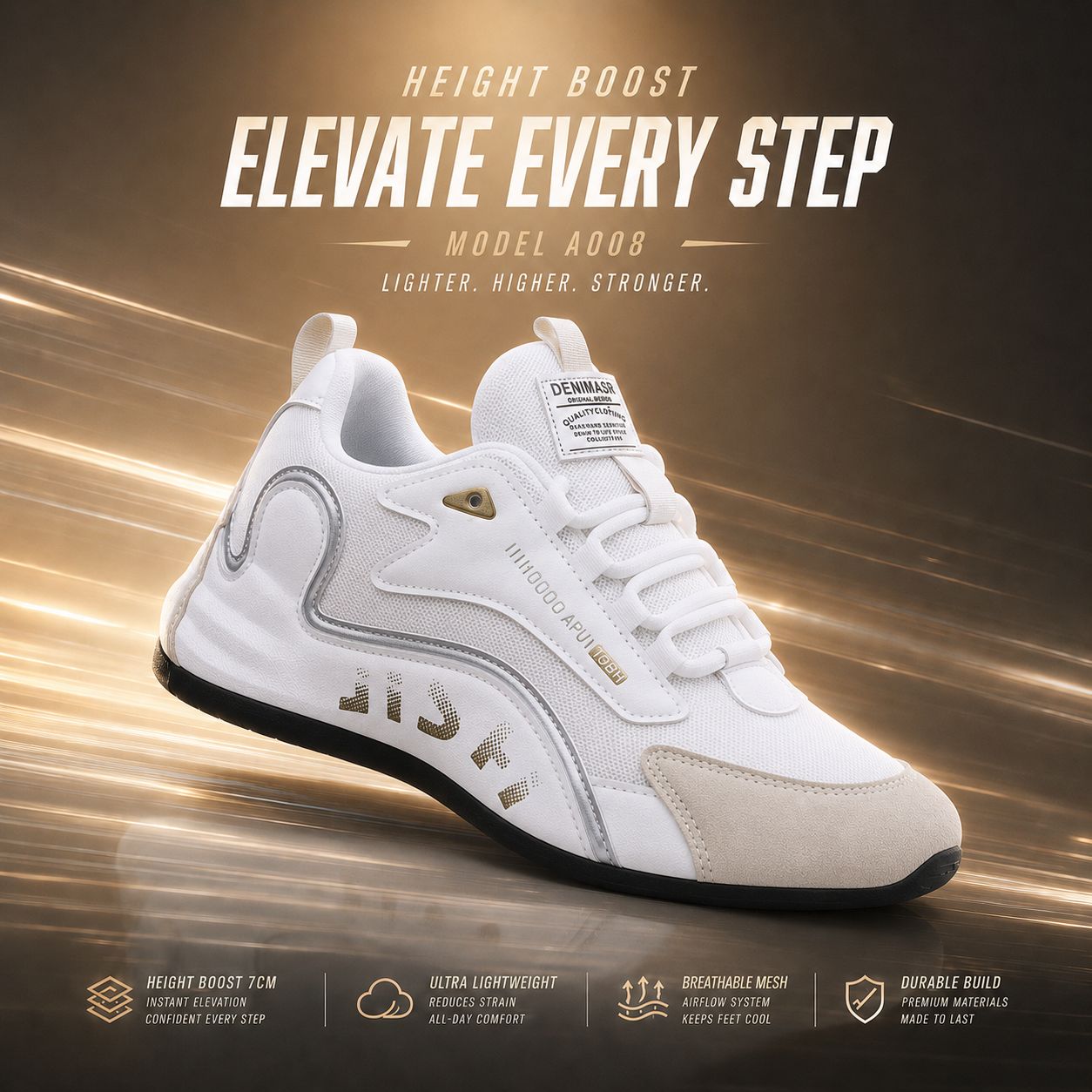 Height Boost Casual Sneakers | Nexovibe