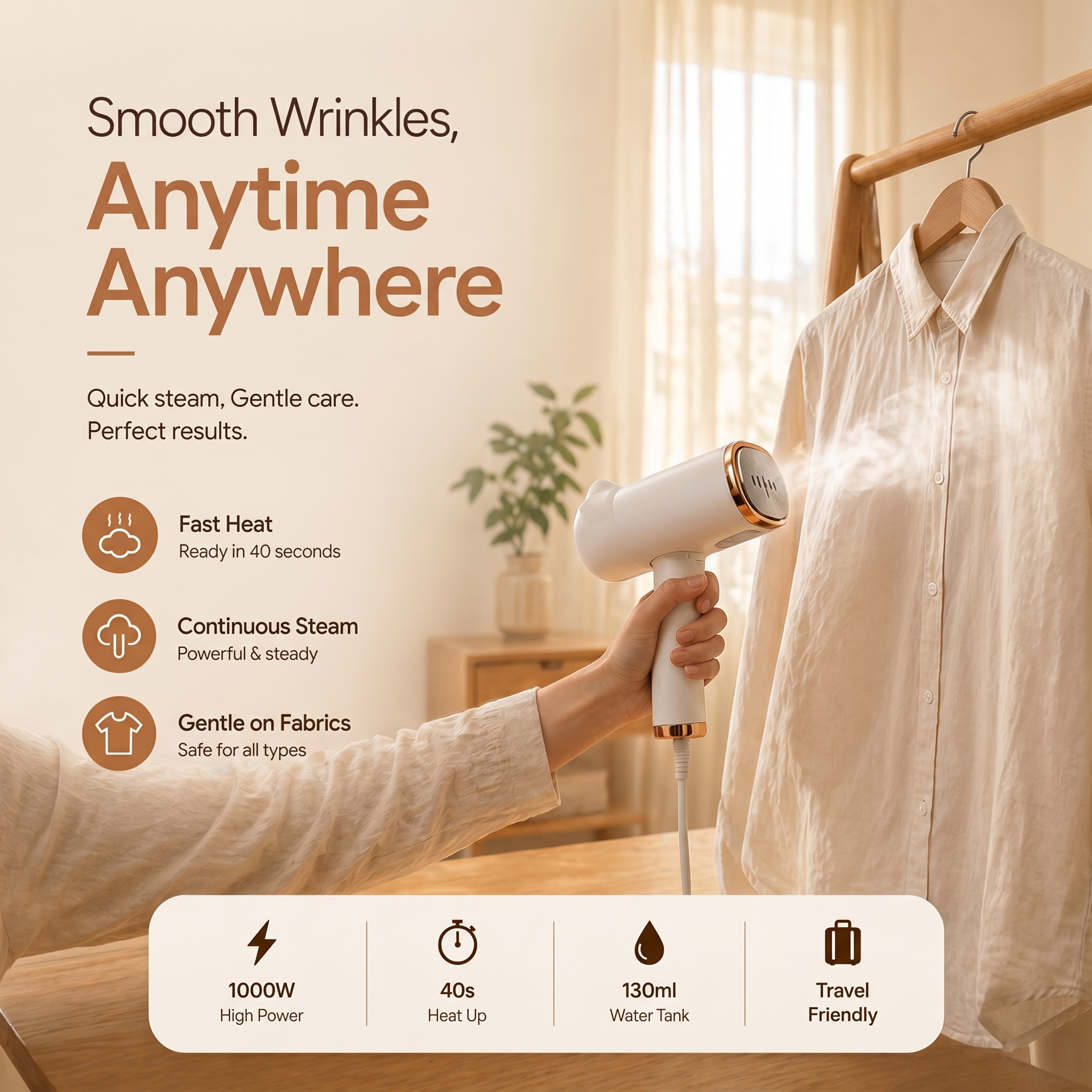 Portable Handheld Garment Steamer | 1000W Fast-Heat | Nexovibe