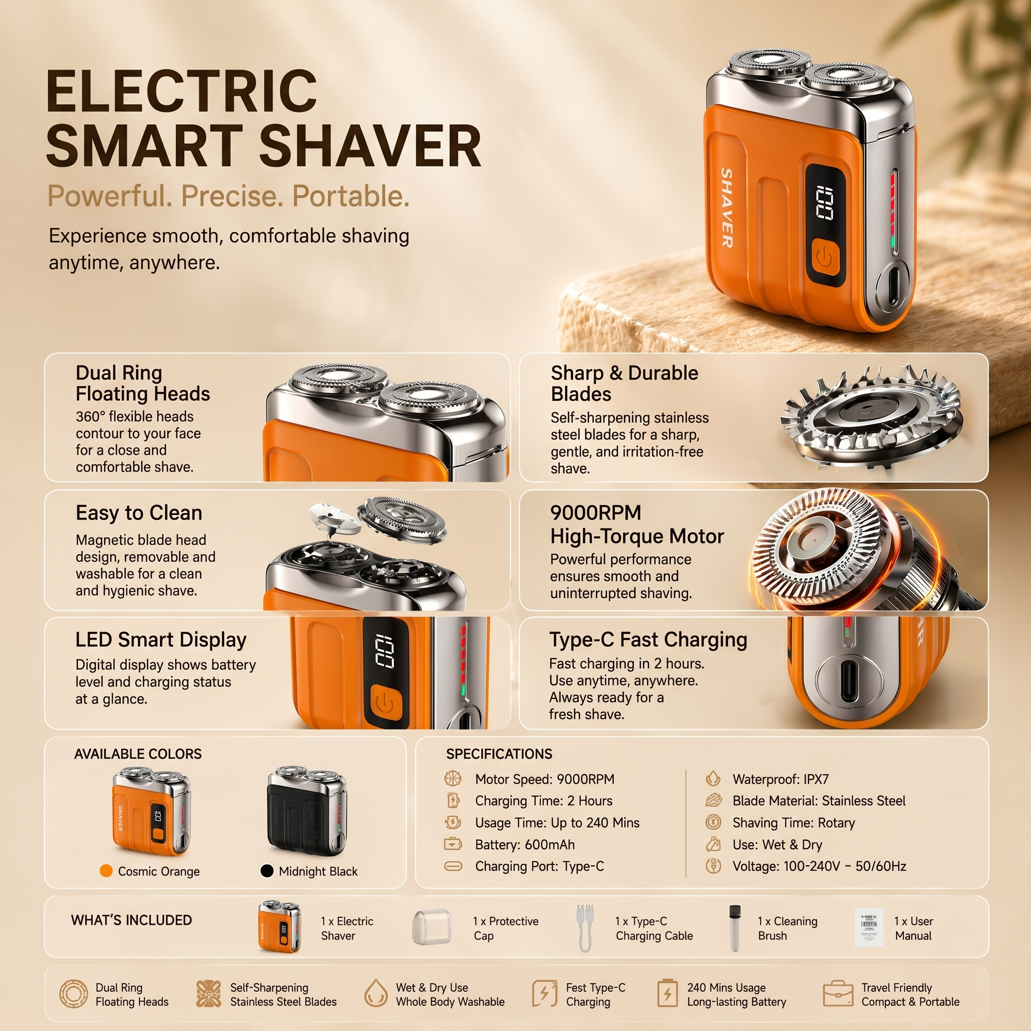 Mini Pocket Shaver | 60-Min Battery + Digital Display | Nexovibe