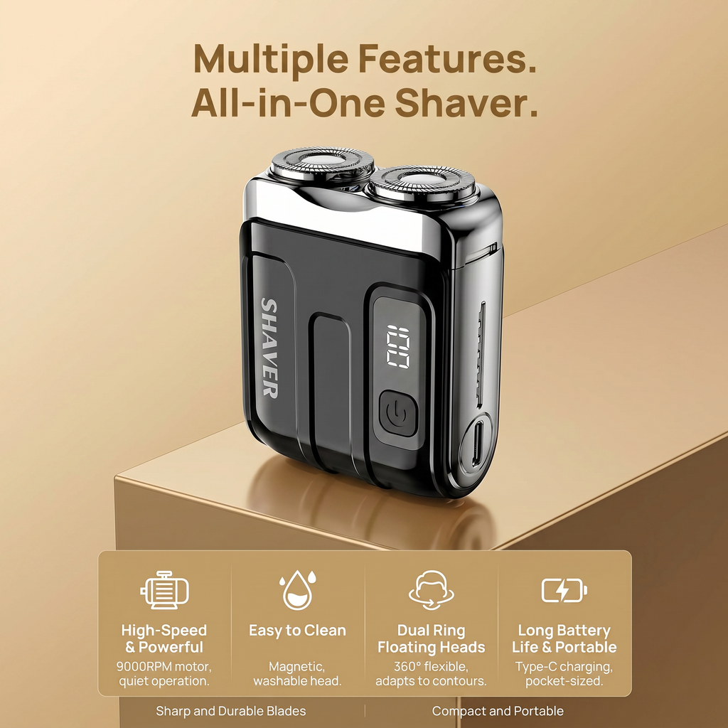 Mini Pocket Shaver | 60-Min Battery + Digital Display | Nexovibe