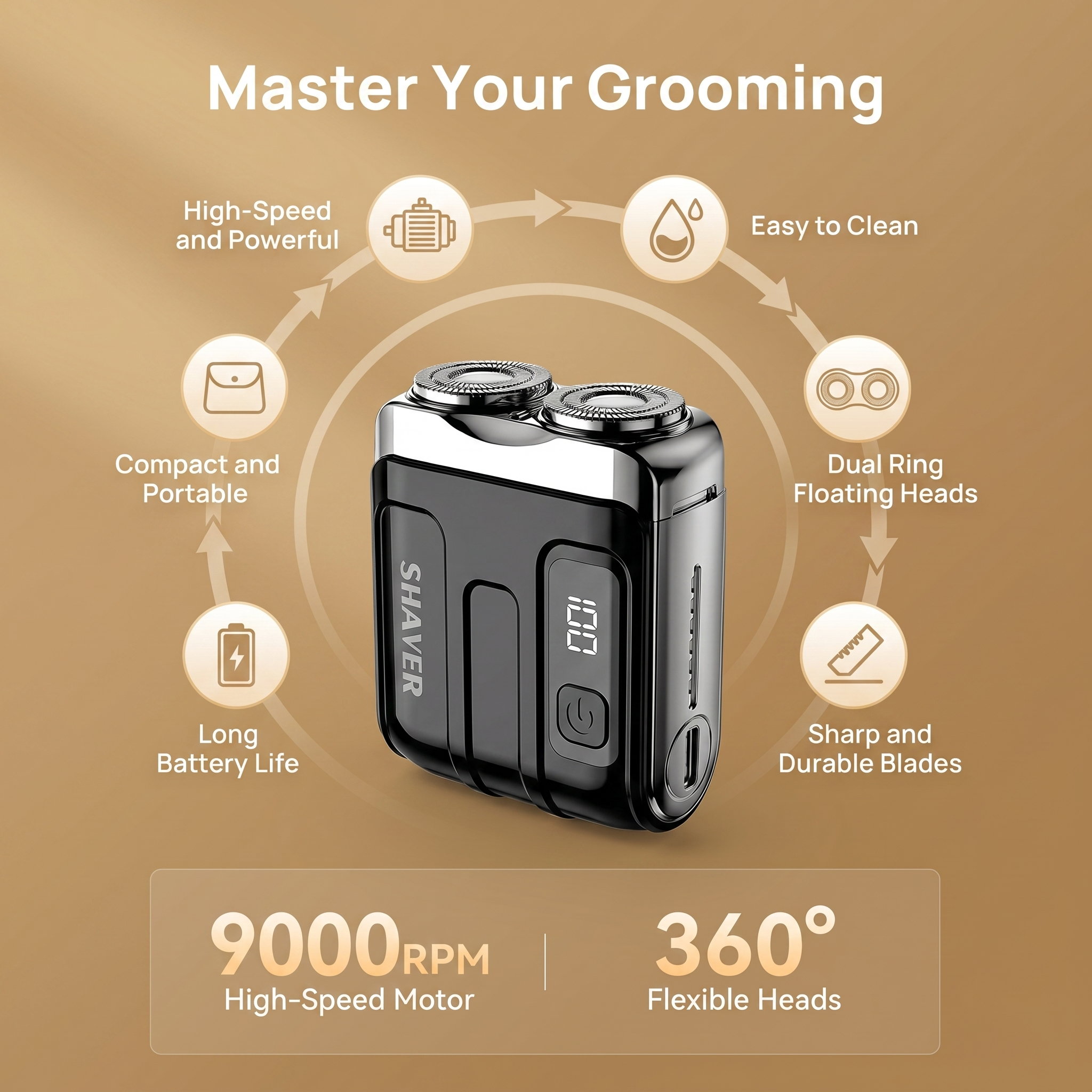 Mini Pocket Shaver | 60-Min Battery + Digital Display | Nexovibe
